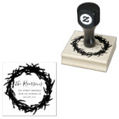 Kerstkrans familienaam typografie script rubberstempel (Gestempeld)