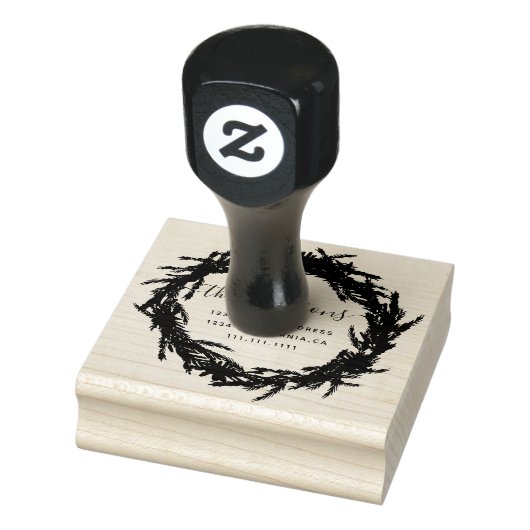 Kerstkrans familienaam typografie script rubberstempel (Stempel)