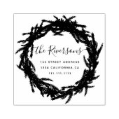 Kerstkrans familienaam typografie script rubberstempel (Afrduk)