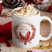 Kerstkrans Feestelijk rood Kardinaal Script Mok