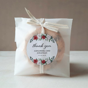 kerstkrans Floral Holiday Wedding Classic Ronde Sticker