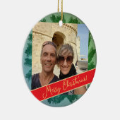 Kerstkrans + foto keramisch ornament (Rechts)