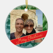 Kerstkrans + foto keramisch ornament (Voorkant)