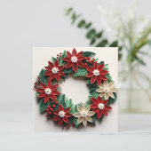 Kerstkrans ganzepen kerstgroet kaart (Staand voorkant)