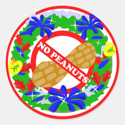 Kerstkrans Geen Pinda's Stickers (Voorkant)