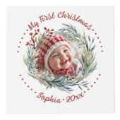 Kerstkrans, groen, bessen foto kubus (Voorkant)