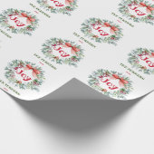 Kerstkrans Holly Berry Joy Feestdagen Monogram Cadeaupapier (Hoek)