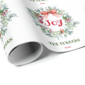 Kerstkrans Holly Berry Joy Feestdagen Monogram Cadeaupapier (Rol Hoek)