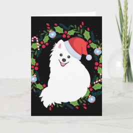 Kerstkrans Japanse Spitz-hond Kaart