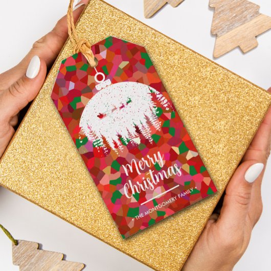 Kerstkrans kerstboom ornament cadeaulabel