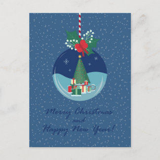 Kerstkrans kerstkaart met boom en cadeaus feestdagenkaart