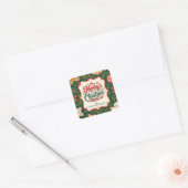 Kerstkrans Kerstkoekjes Prettig Kerstfeest Vierkante Sticker (Envelop)