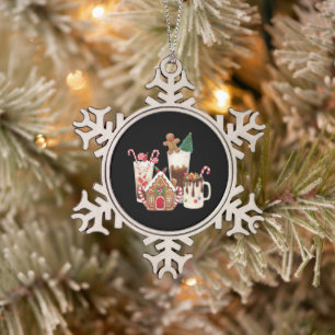 Kerstkrans Kerstkoffie Liefhebber Geschenk Kerstmi Tin Sneeuwvlok Ornament