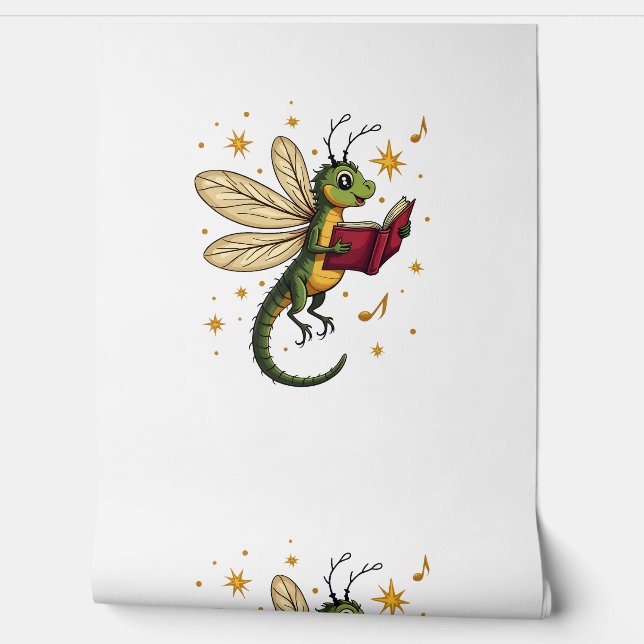 Kerstkrans libel behang (Afrollen)