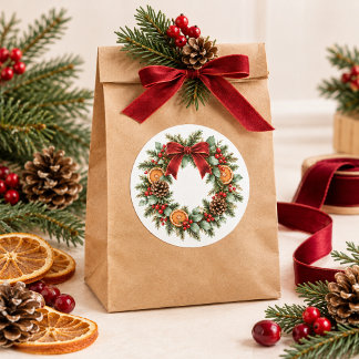 Kerstkrans Maken Feeststickers Ronde Sticker