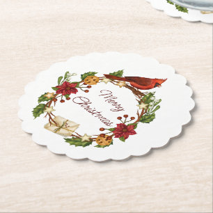 Kerstkrans met aangepaste tekst kartonnen onderzetters