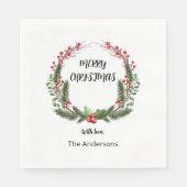 Kerstkrans met bessen diner servet (Voorkant)