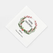 Kerstkrans met bessen diner servet (Hoek)