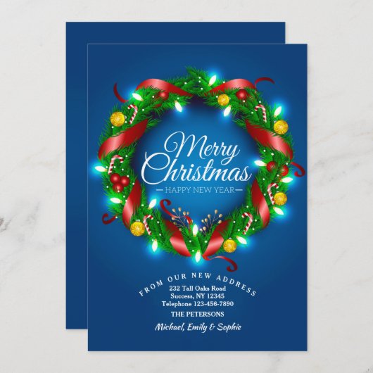 Kerstkrans met Bewegende Aankondiging en Verlichti (Voorkant / Achterkant)