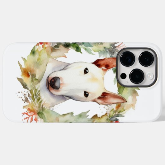 Kerstkrans met Bull Terrier Festieve Pup  Case-Mate iPhone Case (Achterkant (horizontaal))