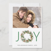 Kerstkrans met dennenappels JOY foto 2 Feestdagenkaart (Voorkant)