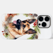 Kerstkrans met Duitse Herdershond Festieve Puppy Case-Mate iPhone Case (Achterkant (horizontaal))