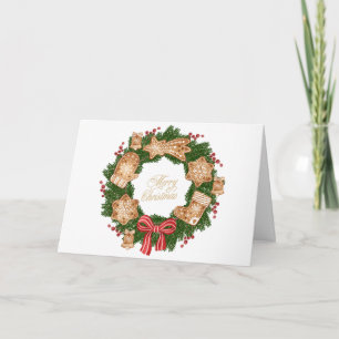 Kerstkrans met gemberkoekjes, bessen kaart