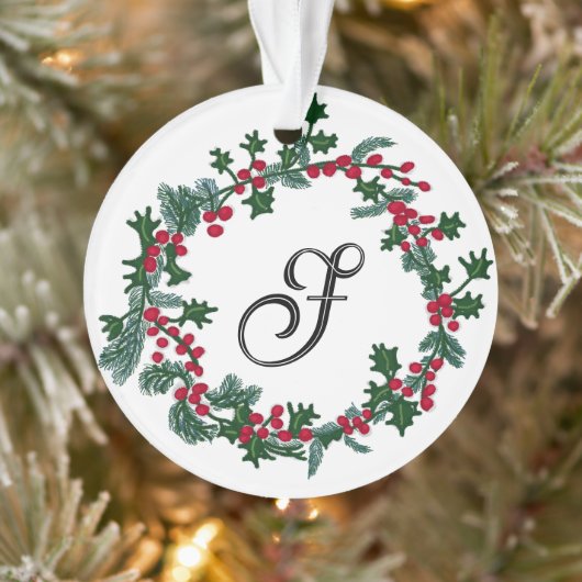 Kerstkrans met gepersonaliseerd initiaal ornament (Boom)
