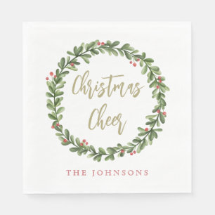 Kerstkrans met gouden schrift personaliseerbaar servet