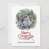 Kerstkrans met groene foto feestdagenkaart (Voorkant)