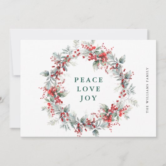 Kerstkrans met hulstbessen feestdagenkaart (Voorkant)