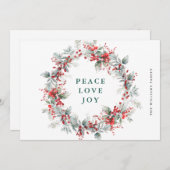 Kerstkrans met hulstbessen feestdagenkaart (Voorkant / Achterkant)