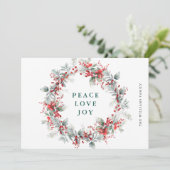 Kerstkrans met hulstbessen feestdagenkaart (Staand voorkant)