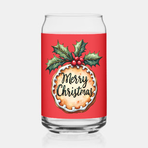 Kerstkrans met hulstbessen rood blikvorm glas