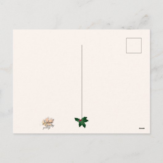 Kerstkrans met kardinalen Groet Briefkaart (Achterkant)