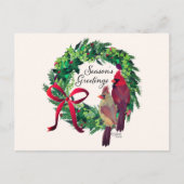 Kerstkrans met kardinalen Groet Briefkaart (Voorkant)