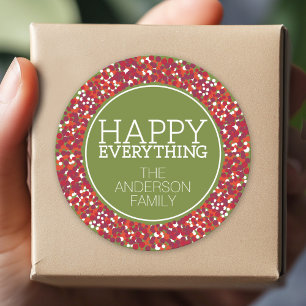 Kerstkrans met Kerstmis alles blij Ronde Sticker