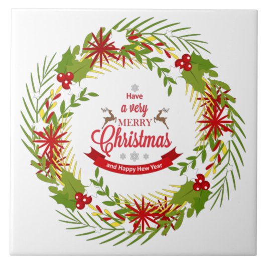 Kerstkrans met maretak tegeltje (Voorkant)