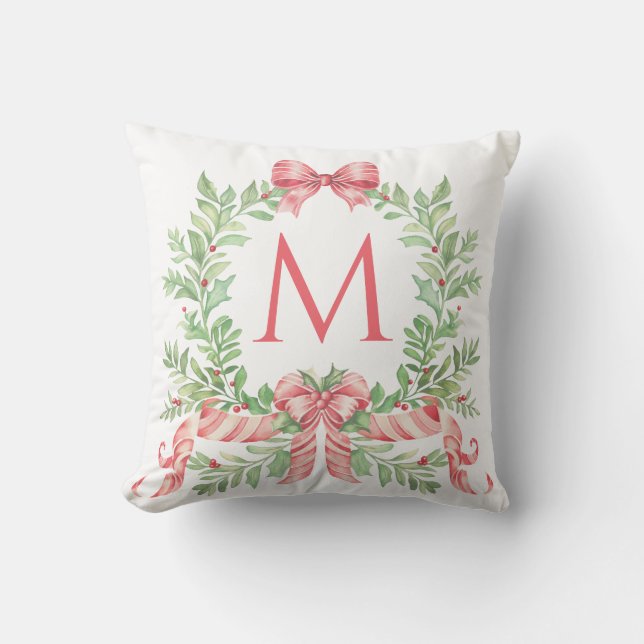 Kerstkrans met monogram kussen (Voorkant)