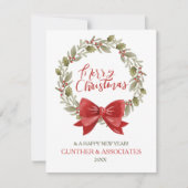 Kerstkrans met Red Bow Corporate Greeting Feestdagenkaart (Voorkant)