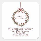 Kerstkrans met rode strik Retouradres Label (Voorkant)