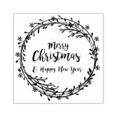 Kerstkrans met sneeuwvlokken rubberstempel (Afrduk)