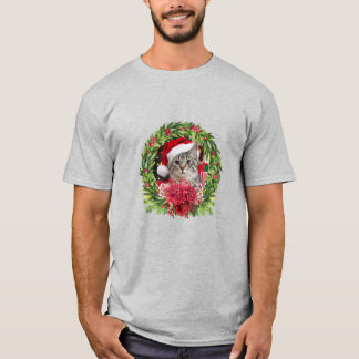 Kerstkrans met tabby kat t-shirt
