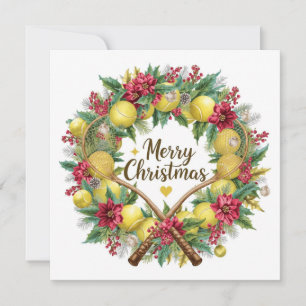 Kerstkrans met tennis voor Kerstmis Feestdagenkaart