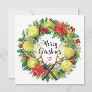 Kerstkrans met tennis voor Kerstmis Feestdagenkaart