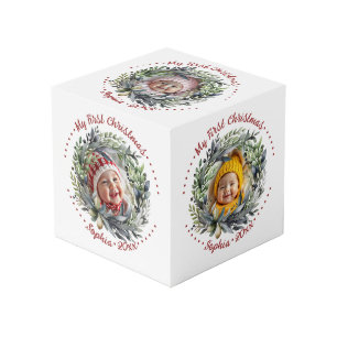 Kerstkrans met weelderige groen foto kubus