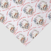 Kerstkrans met witte bloemen en foto tissuepapier (Detail)