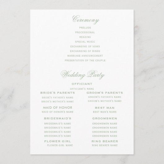 Kerstkrans Monogram bruiloft programma (Achterkant)