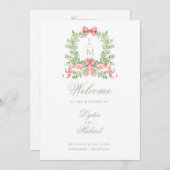 Kerstkrans Monogram bruiloft programma (Voorkant / Achterkant)