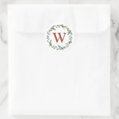 Kerstkrans & Monogram Initiaal Envelopzegel Ronde Sticker (Tas)